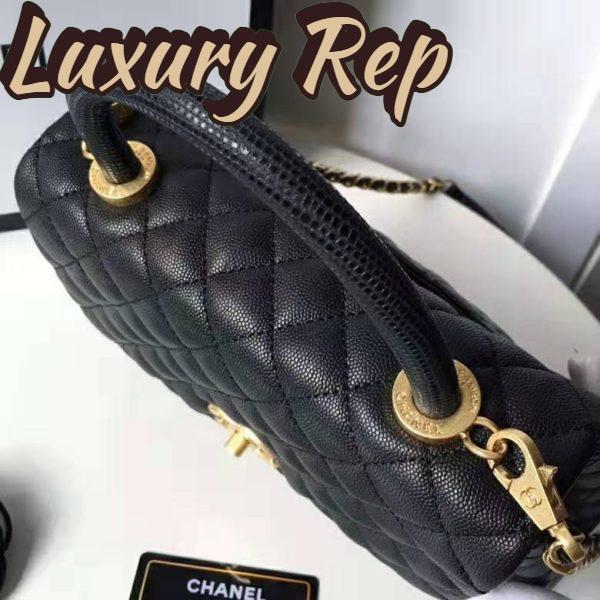 Replica Chanel Women Flap Bag with Top Handle in Grained Calfskin Leather-Black 7