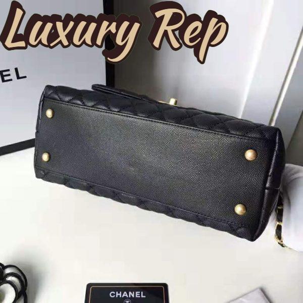 Replica Chanel Women Flap Bag with Top Handle in Grained Calfskin Leather-Black 8