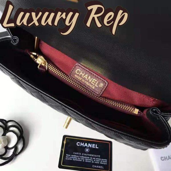 Replica Chanel Women Flap Bag with Top Handle in Grained Calfskin Leather-Black 9
