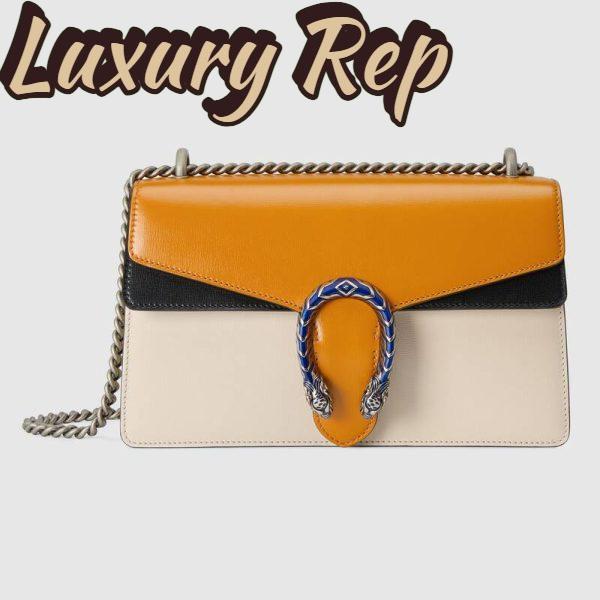 Replica Gucci GG Women Dionysus Small Shoulder Bag Burnt Orange and White Grainy Leather