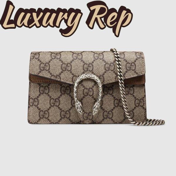 Replica Gucci GG Women Dionysus Super Mini Leather Bag GG Supreme Canvas