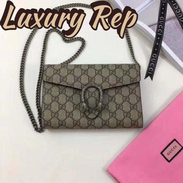 Replica Gucci GG Women Dionysus Super Mini Leather Bag GG Supreme Canvas 3