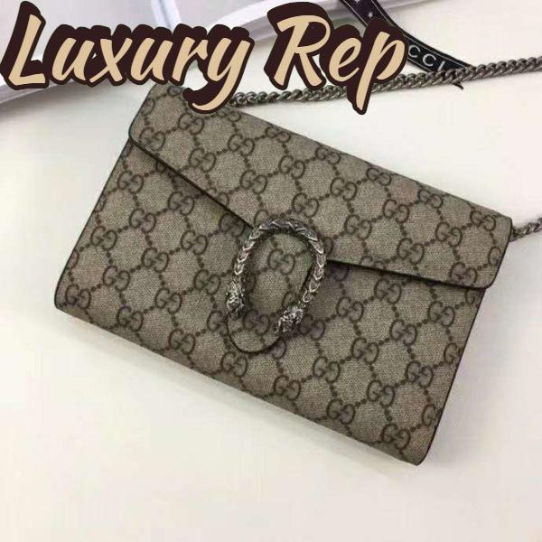 Replica Gucci GG Women Dionysus Super Mini Leather Bag GG Supreme Canvas 4