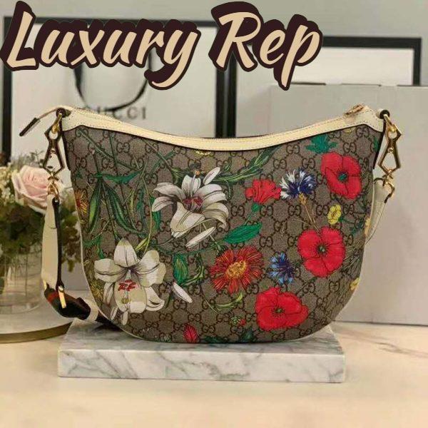 Replica Gucci GG Women GG Flora Shoulder Bag Beige/Ebony Supreme Canvas 4