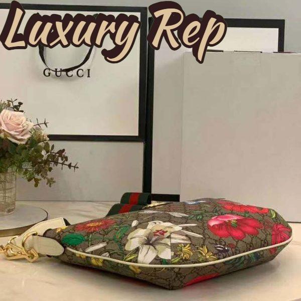 Replica Gucci GG Women GG Flora Shoulder Bag Beige/Ebony Supreme Canvas 7