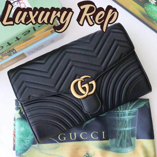 Replica Gucci GG Women GG Marmont Clutch in Black Matelassé Chevron Leather with a Heart 3
