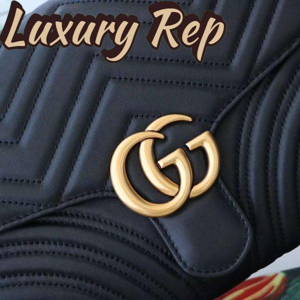 Replica Gucci GG Women GG Marmont Clutch in Black Matelassé Chevron Leather with a Heart 7