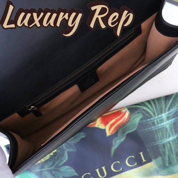 Replica Gucci GG Women GG Marmont Clutch in Black Matelassé Chevron Leather with a Heart 8