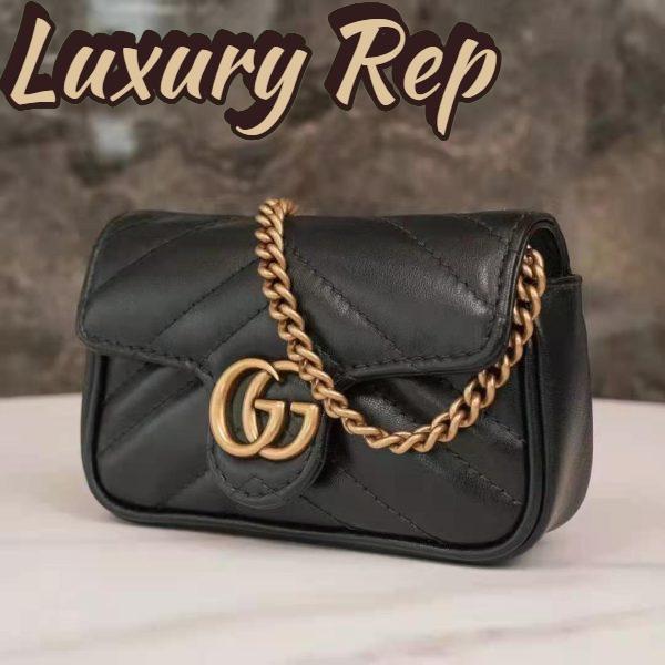 Replica Gucci GG Women GG Marmont Matelassé Leather Super Mini Bag Black Matelassé Chevron 4