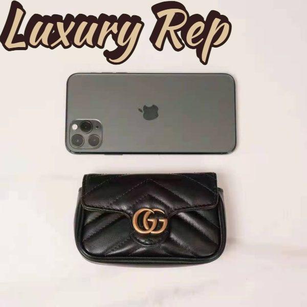 Replica Gucci GG Women GG Marmont Matelassé Leather Super Mini Bag Black Matelassé Chevron 7