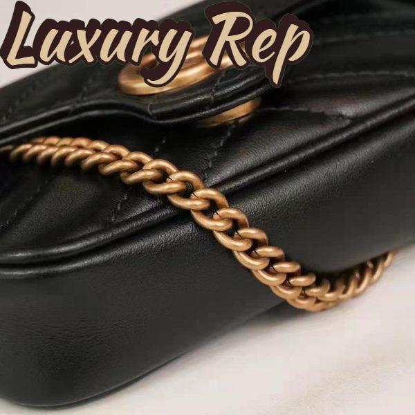 Replica Gucci GG Women GG Marmont Matelassé Leather Super Mini Bag Black Matelassé Chevron 9