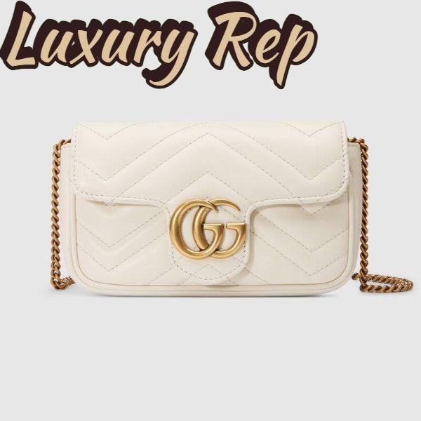 Replica Gucci GG Women GG Marmont Matelassé Leather Super Mini Bag White Matelassé Chevron