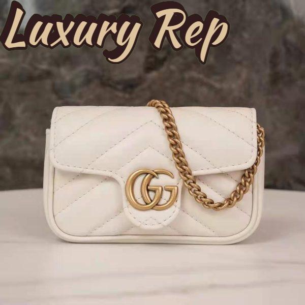 Replica Gucci GG Women GG Marmont Matelassé Leather Super Mini Bag White Matelassé Chevron 3