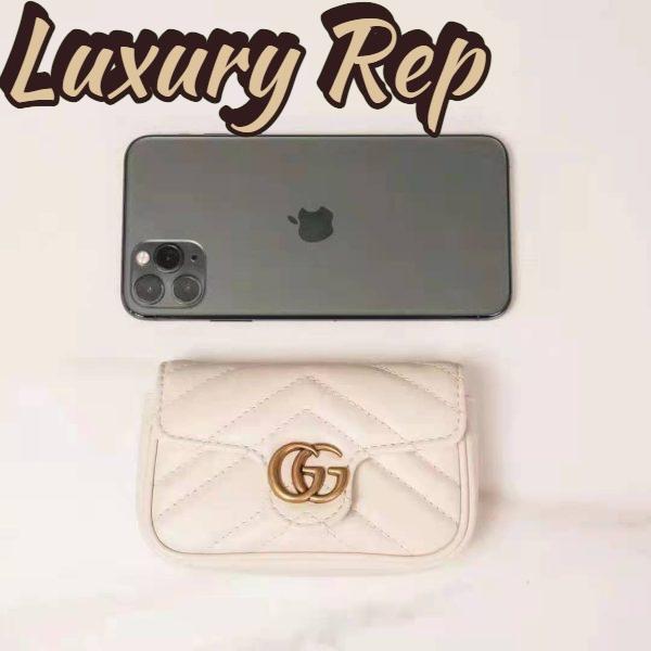 Replica Gucci GG Women GG Marmont Matelassé Leather Super Mini Bag White Matelassé Chevron 6