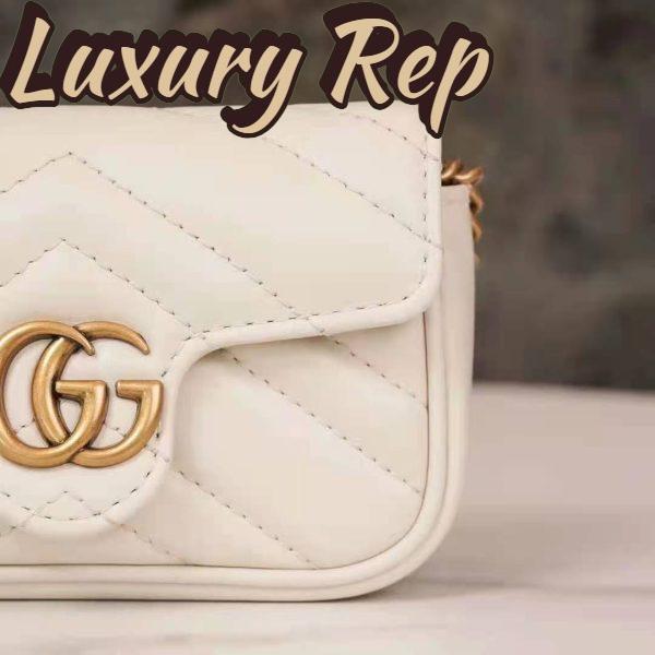 Replica Gucci GG Women GG Marmont Matelassé Leather Super Mini Bag White Matelassé Chevron 9