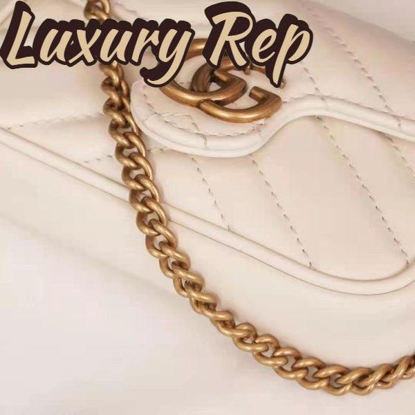 Replica Gucci GG Women GG Marmont Matelassé Leather Super Mini Bag White Matelassé Chevron 10