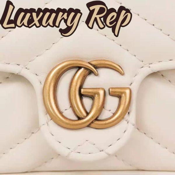 Replica Gucci GG Women GG Marmont Matelassé Leather Super Mini Bag White Matelassé Chevron 11