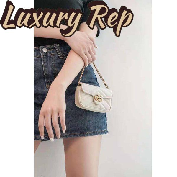 Replica Gucci GG Women GG Marmont Matelassé Leather Super Mini Bag White Matelassé Chevron 16