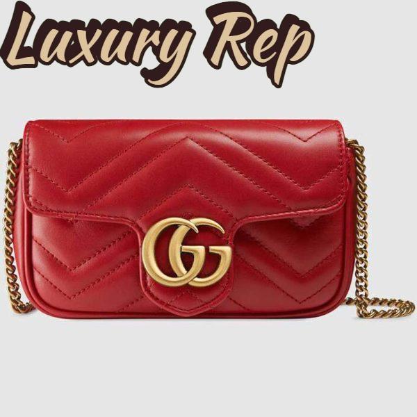 Replica Gucci GG Women GG Marmont Matelassé Leather Super Mini Bag-Red