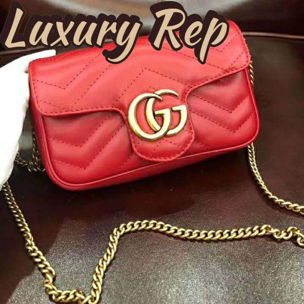 Replica Gucci GG Women GG Marmont Matelassé Leather Super Mini Bag-Red 5