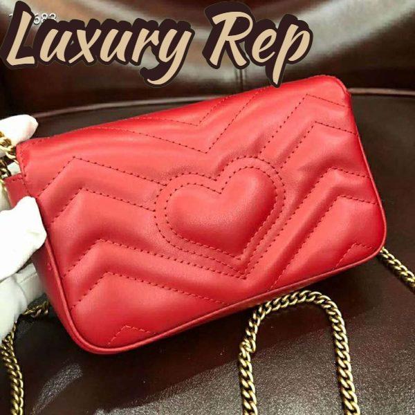 Replica Gucci GG Women GG Marmont Matelassé Leather Super Mini Bag-Red 6