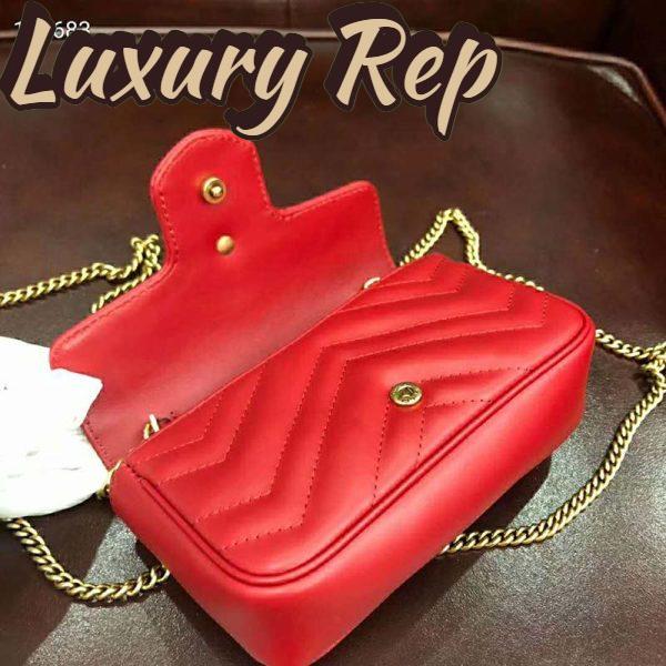Replica Gucci GG Women GG Marmont Matelassé Leather Super Mini Bag-Red 7