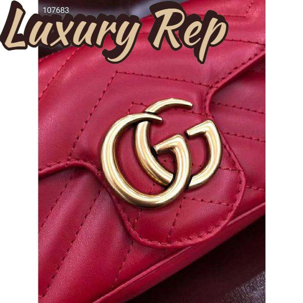 Replica Gucci GG Women GG Marmont Matelassé Leather Super Mini Bag-Red 8