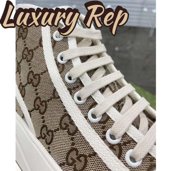 Replica Gucci Unisex GG High Top Sneaker Beige Ebony Original GG Canvas Flat Interlocking G 4