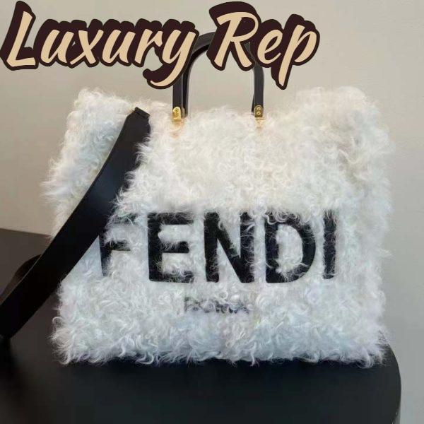 Replica Fendi Women Fendi Sunshine Large White Mohair Shopper 3