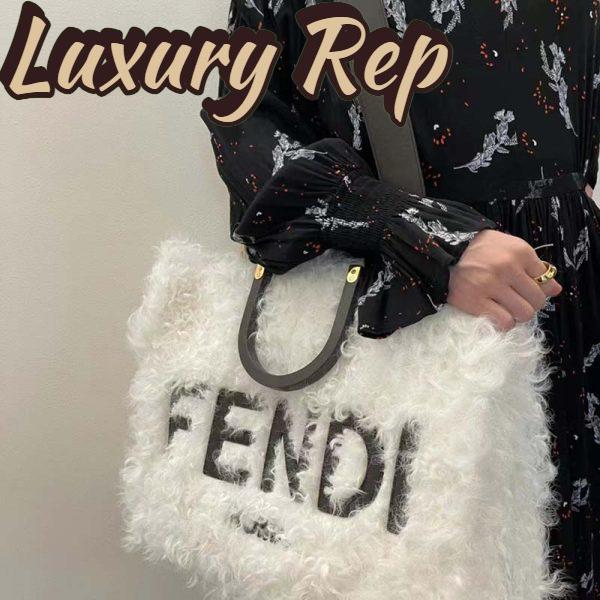 Replica Fendi Women Fendi Sunshine Large White Mohair Shopper 12