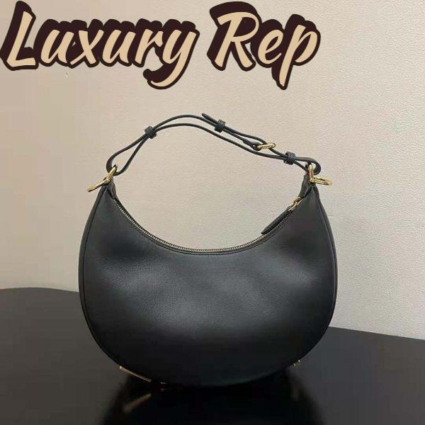 Replica Fendi Women Fendigraphy Small Black Leather Bag-Black 3