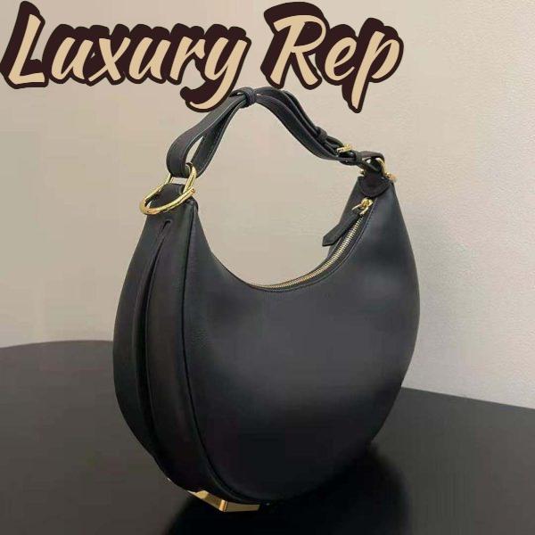 Replica Fendi Women Fendigraphy Small Black Leather Bag-Black 5