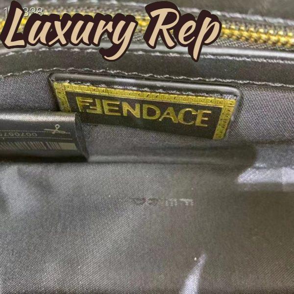 Replica Fendi Women FF Baguette Fendace Quilted Black Silk Bag 11