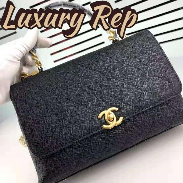 Replica Chanel Women Flap Bag with Top Handle in Calfskin-Black 5