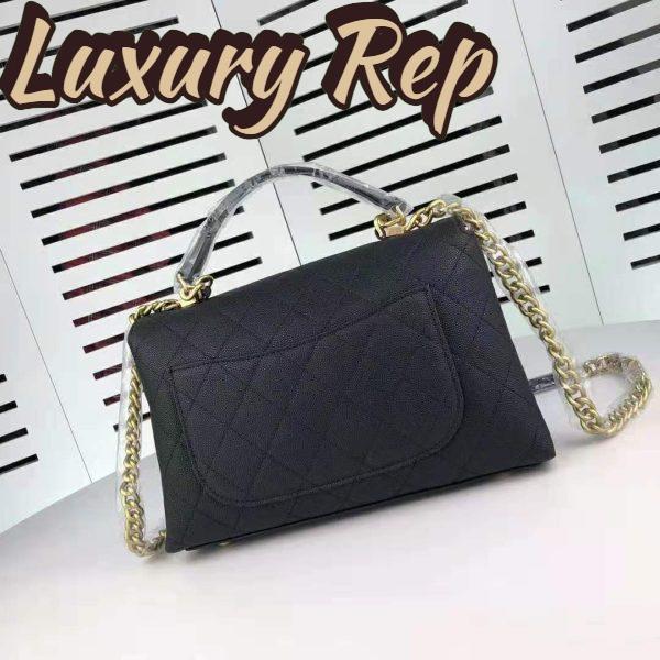 Replica Chanel Women Flap Bag with Top Handle in Calfskin-Black 6