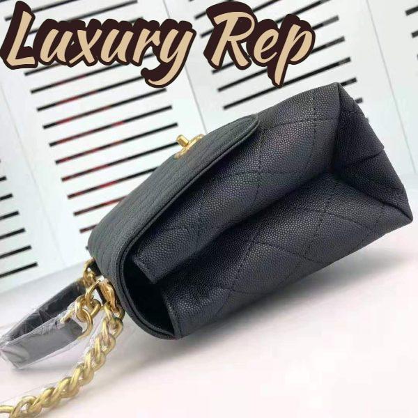 Replica Chanel Women Flap Bag with Top Handle in Calfskin-Black 7