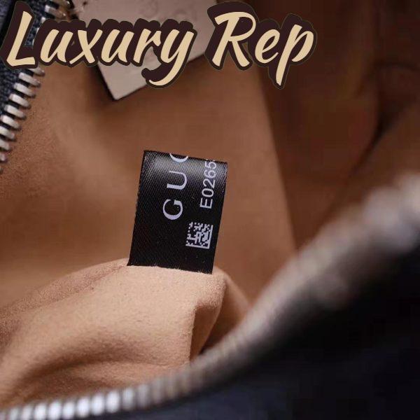 Replica Gucci GG Women GG Marmont Mini Round Shoulder Bag in Blue Diagonal Matelassé Leather 10