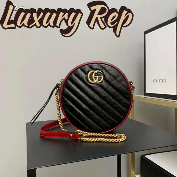 Replica Gucci GG Women GG Marmont Mini Round Shoulder Bag-Black 3