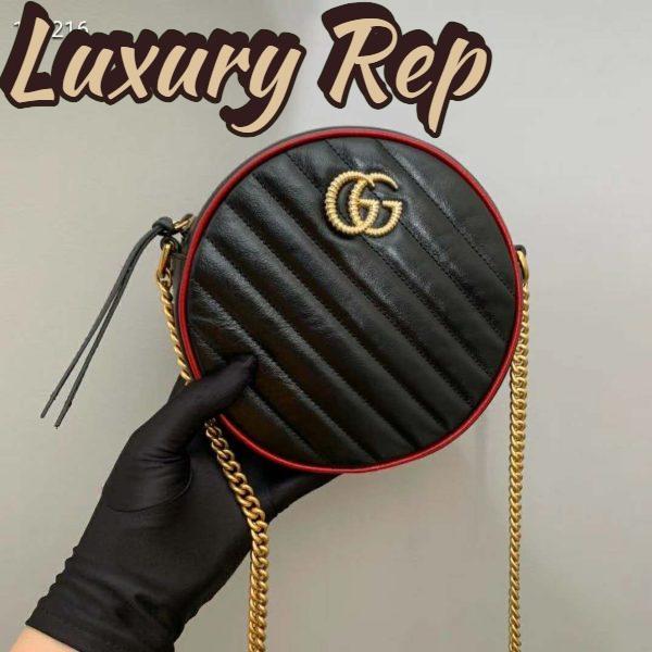 Replica Gucci GG Women GG Marmont Mini Round Shoulder Bag-Black 6