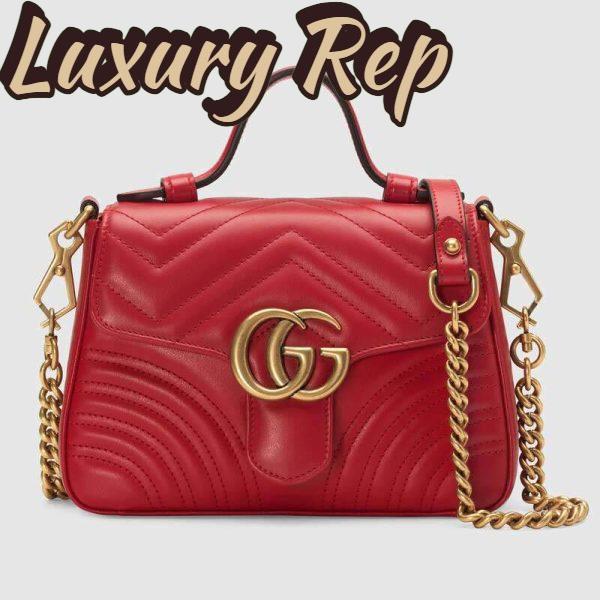 Replica Gucci GG Women GG Marmont Mini Top Handle Bag in Matelassé Chevron Leather 3