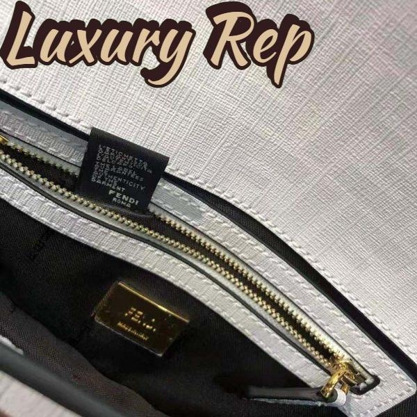 Replica Fendi Women Baguette FF White Glazed Fabric Bag with Inlay 11