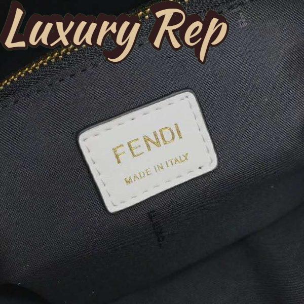 Replica Fendi Women By The Way Medium White Leather Printed Boston Bag 12
