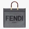 Replica Fendi Women Fendi Sunshine Large Shopper Bag Brown Jacquard Fabric 18
