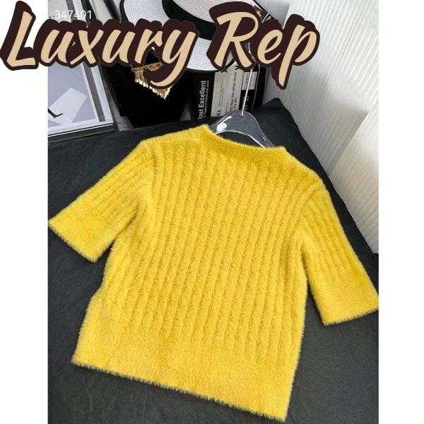 Replica Gucci Men GG Adidas x Gucci Cable Knit Top Yellow Polyamide Trefoil Crewneck Short Sleeves 4