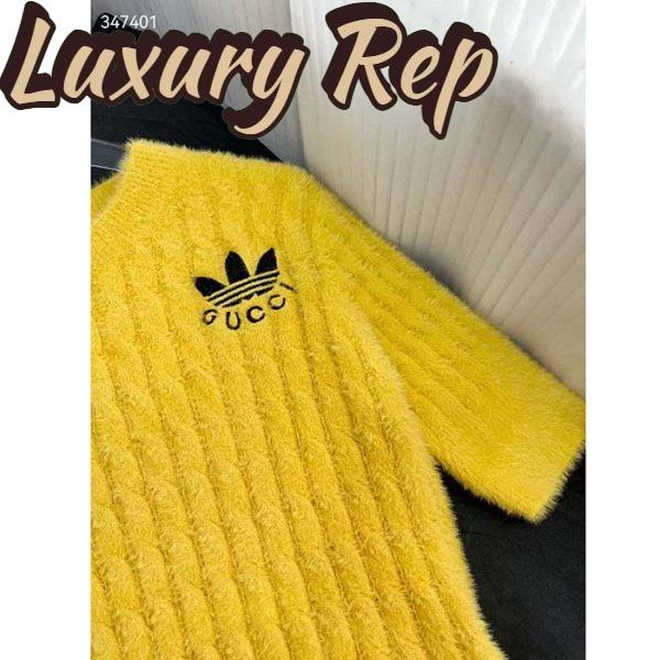 Replica Gucci Men GG Adidas x Gucci Cable Knit Top Yellow Polyamide Trefoil Crewneck Short Sleeves 7