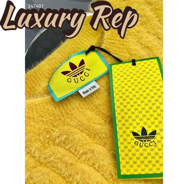 Replica Gucci Men GG Adidas x Gucci Cable Knit Top Yellow Polyamide Trefoil Crewneck Short Sleeves 8