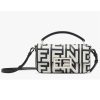 Replica Fendi Women FF Brooch Mini Baguette Fendace Black Leather Bag 15