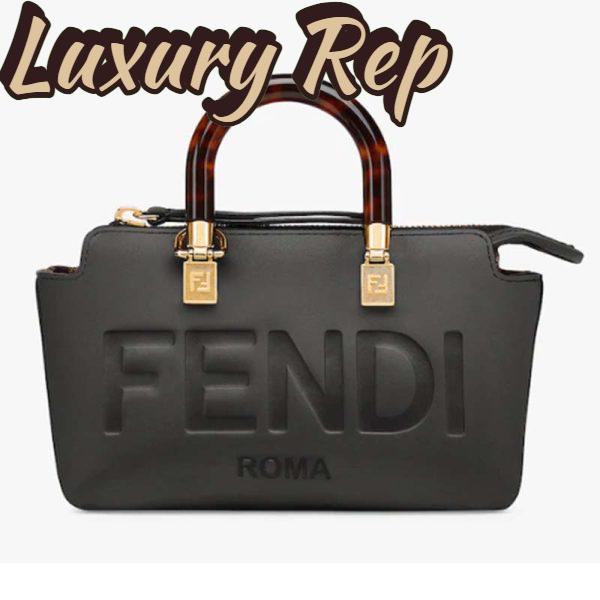 Replica Fendi Women FF By The Way Mini Small Black Leather Boston Bag 2
