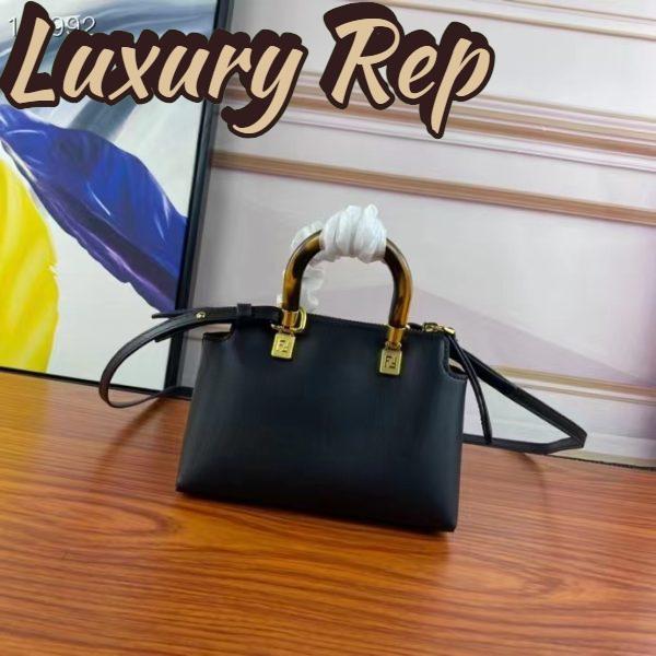 Replica Fendi Women FF By The Way Mini Small Black Leather Boston Bag 4