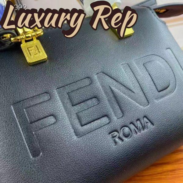 Replica Fendi Women FF By The Way Mini Small Black Leather Boston Bag 7